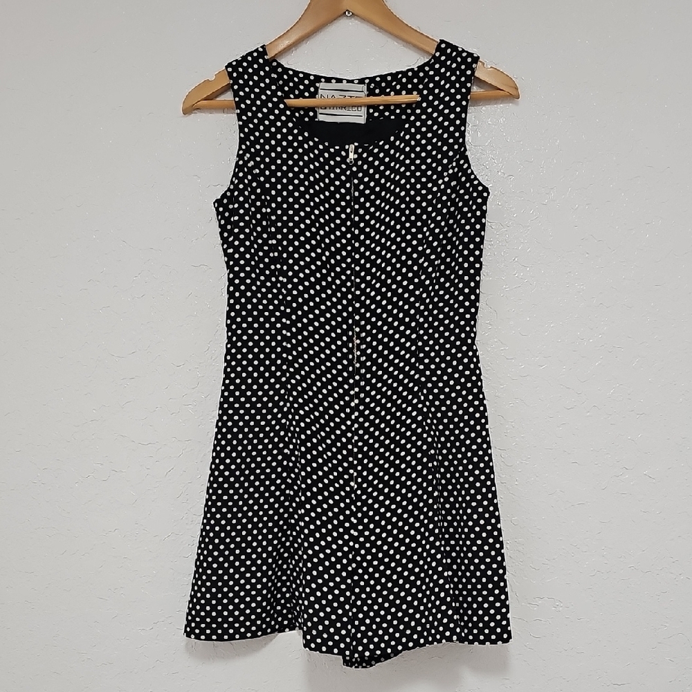 Black and White Polka Dot Sleeveless Scoop Neck Jumpsuit